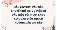 Mẫu Văn bản chuyển hồ sơ, vụ việc có dấu hiệu tội phạm sang cơ quan Điều tra