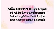 Mẫu quyết định về việc ủy quyền công bố công khai kết luận thanh tra (Mẫu 21/TTrT)
