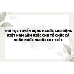Thủ tục tuyển dụng người lao động Việt Nam làm việc cho tổ chức cá nhân nước ngoài chi tiết