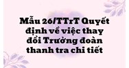 Mẫu 26/TTrT Quyết định về việc thay đổi Trưởng đoàn thanh tra chi tiết
