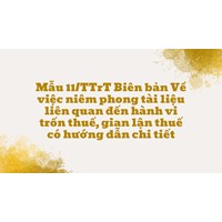 Mẫu 11/TTrT Biên bản Về việc niêm phong tài liệu liên quan đến hành vi trốn thuế, gian lận thuế có hướng dẫn chi tiết