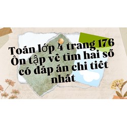 Toán lớp 4 trang 176 Ôn tập về tìm hai số có đáp án chi tiết nhất