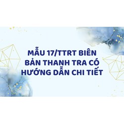 Mẫu 17/TTrT Biên bản thanh tra có hướng dẫn chi tiết