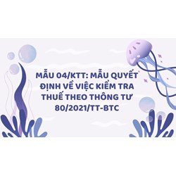 Mẫu 04/KTT: Mẫu Quyết định về việc kiểm tra thuế theo thông tư 80/2021/TT-BTC