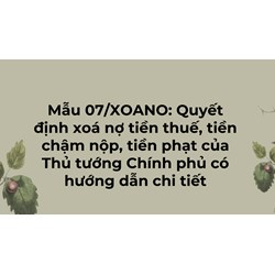 Hướng dẫn soạn thảo Quyết định xoá nợ tiền thuế, tiền chậm nộp, tiền phạt của Thủ tướng Chính phủ có hướng dẫn chi tiết