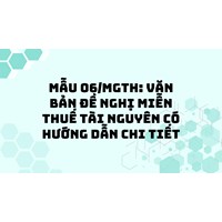 Mẫu 06/MGTH: Văn bản đề nghị miễn thuế tài nguyên có hướng dẫn chi tiết
