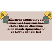Giấy xác nhận hoạt động mua bán chứng khoán (thu nhập kinh doanh chứng khoán) có hướng dẫn chi tiết