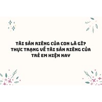 Tài sản riêng của con là gì? Thực trạng về tài sản riêng của trẻ em hiện nay
