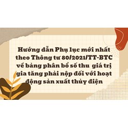 Hướng dẫn Phụ lục mới nhất theo Thông tư 80/2021/TT-BTC về bảng phân bổ số thu  giá trị gia tăng phải nộp đối với hoạt động sản xuất thủy điện