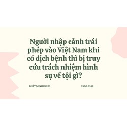 Người nhập cảnh trái phép vào Việt Nam khi có dịch bệnh thì bị truy cứu trách nhiệm hình sự về tội gì?