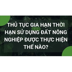 Thủ tục gia hạn thời hạn sử dụng đất nông nghiệp được thực hiện thế nào?