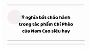 Ý nghĩa bát cháo hành trong tác phẩm Chí Phèo của Nam Cao siêu hay