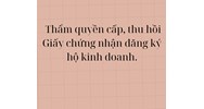 Thẩm quyền cấp, thu hồi Giấy chứng nhận đăng ký hộ kinh doanh