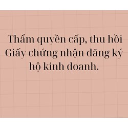 Thẩm quyền cấp, thu hồi Giấy chứng nhận đăng ký hộ kinh doanh