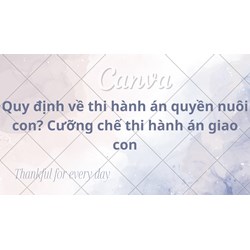 Quy định về thi hành án quyền nuôi con? Cưỡng chế thi hành án giao con?