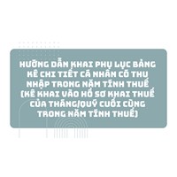 Hướng dẫn khai Phụ lục bảng kê chi tiết cá nhân có thu nhập trong năm tính thuế (kê khai vào hồ sơ khai thuế của tháng/quý cuối cùng trong năm tính thuế)