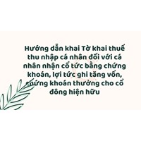 Mẫu Tờ khai thuế thu nhập cá nhân nhận cổ tức bằng chứng khoán