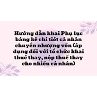 Hướng dẫn khai Phụ lục bảng kê chi tiết cá nhân chuyển nhượng vốn (áp dụng đối với tổ chức khai thuế thay, nộp thuế thay cho nhiều cá nhân)
