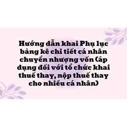 Hướng dẫn khai Phụ lục bảng kê chi tiết cá nhân chuyển nhượng vốn (áp dụng đối với tổ chức khai thuế thay, nộp thuế thay cho nhiều cá nhân)