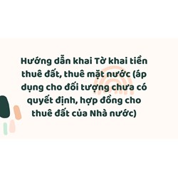 Hướng dẫn khai Tờ khai tiền thuê đất, thuê mặt nước (áp dụng cho đối tượng chưa có quyết định, hợp đồng cho thuê đất của Nhà nước)