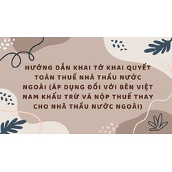 Hướng dẫn khai Tờ khai quyết toán thuế nhà thầu nước ngoài (áp dụng đối với bên Việt Nam khấu trừ và nộp thuế thay cho nhà thầu nước ngoài)