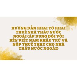 Hướng dẫn khai Tờ khai thuế nhà thầu nước ngoài (áp dụng đối với bên Việt Nam khấu trừ và nộp thuế thay cho Nhà thầu nước ngoài)