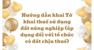 Hướng dẫn khai Tờ khai thuế sử dụng đất nông nghiệp (áp dụng đối với tổ chức có đất chịu thuế)
