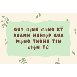 Quy định đăng ký doanh nghiệp qua mạng thông tin điện tử