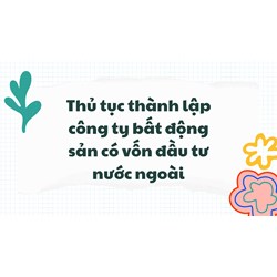 Thủ tục thành lập công ty bất động sản có vốn đầu tư nước ngoài