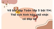 Vở bài tập Toán lớp 5 bài 114: Thể tích hình hộp chữ nhật có đáp án