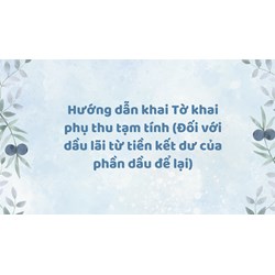 Hướng dẫn khai Tờ khai phụ thu tạm tính (Đối với dầu lãi từ tiền kết dư của phần dầu để lại)