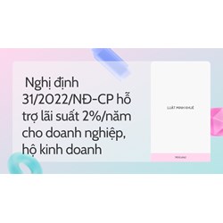Nghị định 31/2022/NĐ-CP hỗ trợ lãi suất 2%/năm cho doanh nghiệp, hộ kinh doanh