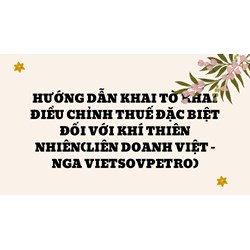 Hướng dẫn khai Tờ khai điều chỉnh thuế đặc biệt đối với khí thiên nhiên(Liên doanh Việt - Nga Vietsovpetro)