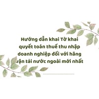 Hướng dẫn khai Tờ khai quyết toán thuế thu nhập doanh nghiệp đối với hãng vận tải nước ngoài mới nhất