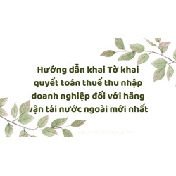 Hướng dẫn khai Tờ khai quyết toán thuế thu nhập doanh nghiệp đối với hãng vận tải nước ngoài mới nhất