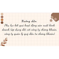Hướng dẫn Phụ lục kết quả hoạt động sản xuất kinh doanh (áp dụng đối với công ty chứng khoán, công ty quản lý quỹ đầu tư chứng khoán)