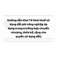 Hướng dẫn khai Tờ khai thuế sử dụng đất phi nông nghiệp áp dụng trong trường hợp chuyển nhượng, thừa kế, tặng cho quyền sử dụng đất