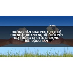Hướng dẫn khai Phụ lục thuế thu nhập doanh nghiệp đối với hoạt động chuyển nhượng bất động sản