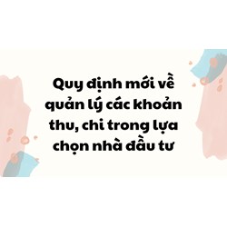 Quy định mới về quản lý các khoản thu, chi trong lựa chọn nhà đầu tư