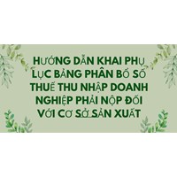 Hướng dẫn khai Phụ lục bảng phân bổ số thuế thu nhập doanh nghiệp phải nộp đối với cơ sở sản xuất