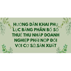 Hướng dẫn khai Phụ lục bảng phân bổ số thuế thu nhập doanh nghiệp phải nộp đối với cơ sở sản xuất