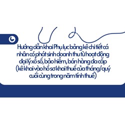 Hướng dẫn khai Phụ lục bảng kê chi tiết cá nhân có phát sinh doanh thu từ hoạt động đại lý xổ số, bảo hiểm, bán hàng đa cấp (kê khai vào hồ sơ khai thuế của tháng/quý cuối cùng trong năm tính thuế)