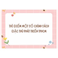 Thí điểm một số chính sách đặc thù phát triển TPHCM