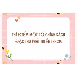 Thí điểm một số chính sách đặc thù phát triển TPHCM