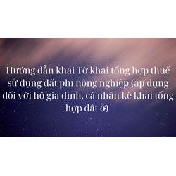 Hướng dẫn khai Tờ khai tổng hợp thuế sử dụng đất phi nông nghiệp (áp dụng đối với hộ gia đình, cá nhân kê khai tổng hợp đất ở)