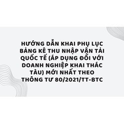Hướng dẫn khai Phụ lục bảng kê thu nhập vận tải quốc tế (áp dụng đối với doanh nghiệp khai thác tàu) mới nhất theo thông tư 80/2021/TT-BTC