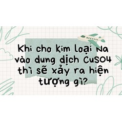 Khi cho kim loại Na vào dung dịch CuSO4 thì sẽ xảy ra hiện tượng gì?