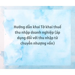 Hướng dẫn khai Tờ khai thuế thu nhập doanh nghiệp (áp dụng đối với thu nhập từ chuyển nhượng vốn)