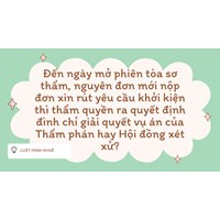 Đến ngày mở phiên tòa sơ thẩm, nguyên đơn mới nộp đơn xin rút yêu cầu khởi kiện thì thẩm quyền ra quyết định đình chỉ giải quyết vụ án của Thẩm phán hay Hội đồng xét xử?