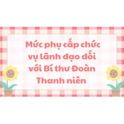 Mức phụ cấp chức vụ lãnh đạo đối với Bí thư Đoàn Thanh niên